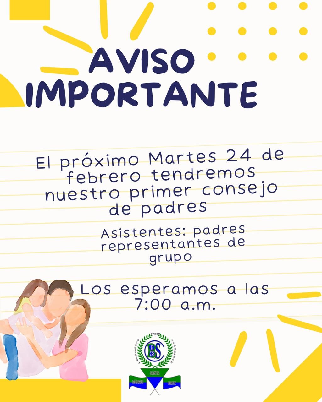 Consejo de padres de familia el próximo martes  24